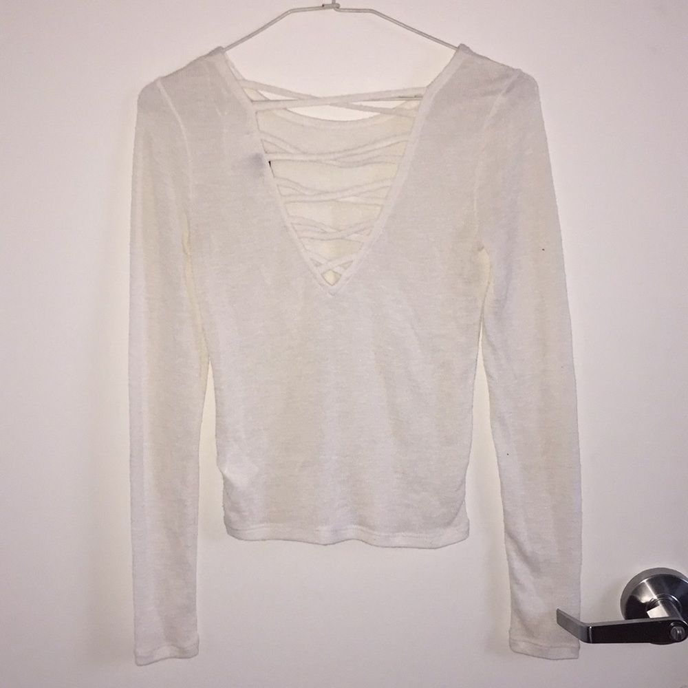 White sweater w/ lace back